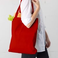 Baumwolltasche 38 x 42 cm mit langen Henkeln - rot Baumwolltaschen