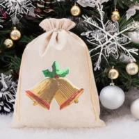 Jutesäckchen 30 cm x 40 cm - Weihnachten, Glocke Gelegenheit Beutel