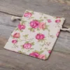 Säckchen à la Leinen mit Druck 12 x 15 cm - naturfarbe / Rosen Leinensäckchen
