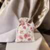 Säckchen à la Leinen mit Druck 12 x 15 cm - naturfarbe / Rosen Baby Shower