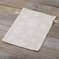 Säckchen à la Leinen mit Druck 30 x 40 cm - naturfarbe / Schnee Leinensäcke