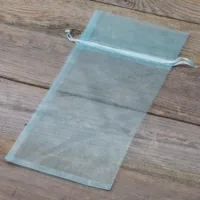 Organzabeutel 13 x 27 cm - himmelblau Obstbeutel
