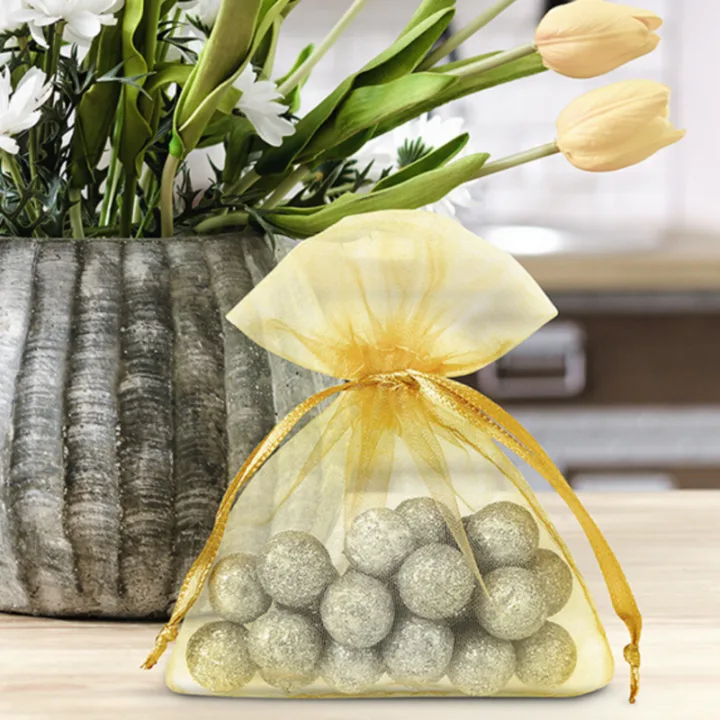 Organzabeutel 7 x 9 cm (SDB) - gelb Lavendel und Trockenduftmischung