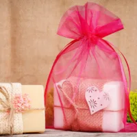Organzasäcke 22 x 30 cm - rosa Valentinstag