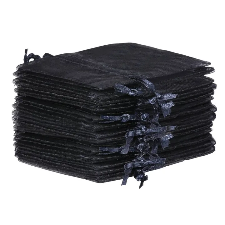 Organzasäcke 22 x 30 cm - schwarz Große Beutel 22x30 cm