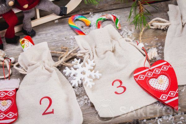 Adventskalender aus Leinenbeuteln