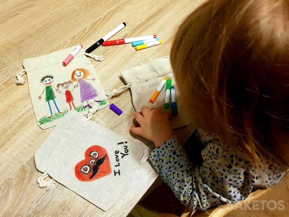 Geschenktüten aus Leinen für Mama und Papa
