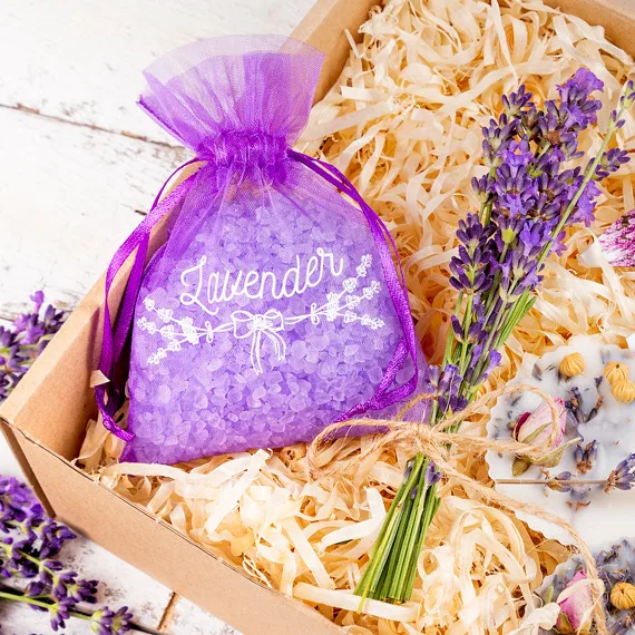 Transparente Organza-Säckchen – personalisiert für Lavendelproduzenten