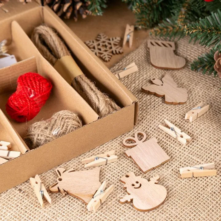 Zubehör für Adventskalender - Anhänger, Klammern, Aufkleber mit Zahlen 1–24