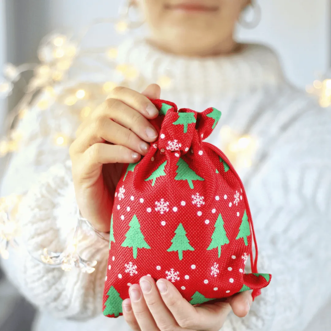 Jutebeutel mit Weihnachtsaufdruck