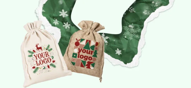 Weihnachtsgeschenksäckchen mit Firmenlogo